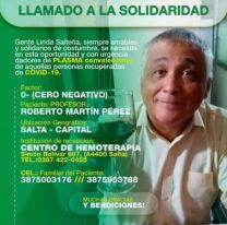 Profe de la UNSa está internado con coronavirus y buscan donantes de plasma